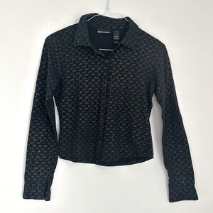 DK NY Logo Collared Long Sleeve Shirt